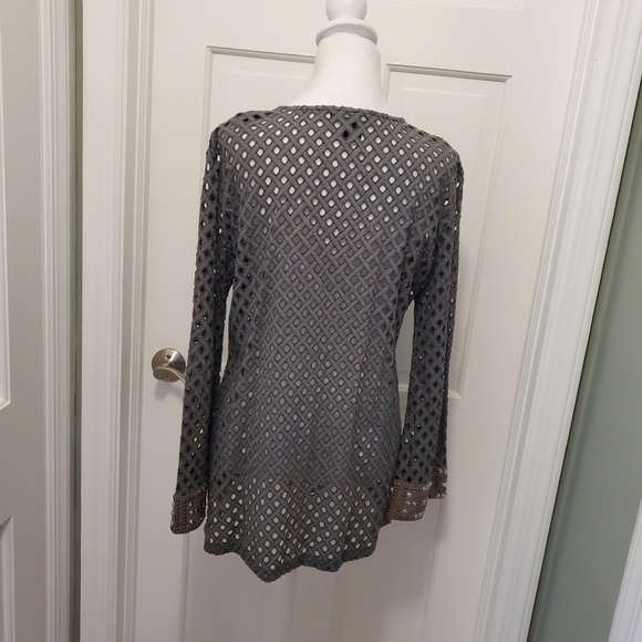 Boston Proper Grey Tunic With Studded Accent Pullover TUNIC, Boho, Chic, Unique - Picture 5 of 9